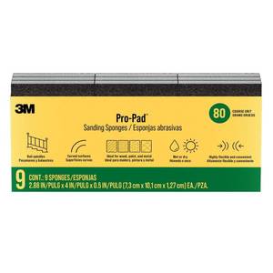 lot 5486 image: Pro-Pad Sanding Sponge 2.88 in. x 4 in. x .5 in. Coarse, 80 Grit (9-Pack) - Retail $14
