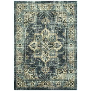 lot 5495 image: Mainstays Distressed Vintage Blue Persian Indoor Area Rug  5x7 - Retail $60