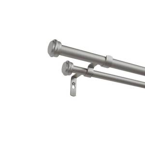 lot 5515 image: Exclusive Home 0.62  Silver Cap Adjustable Double Curtain Rod Set  36 -72