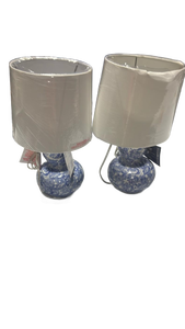 lot 5518 image: Pair of Table Lamps with Blue and White Decorative Bases - Retail $0
