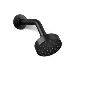 lot 5527 image: Awaken G90 1-Spray Patterns with 2.5 GPM 3.5 in. Wall Mount Fixed Showerhead in Matte Black - Retail $60