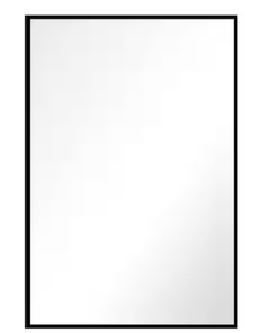 lot 5536 image: 26 in. W x 38 in. H Rectangular Polystyrene Framed Floating Mount Wall Bathroom Vanity Mirror in Black - Retail $0