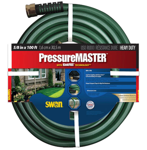 lot 5540 image: Swan Products SN7958100 Premium Heavy Duty Pressure Master Garden Hose 50ft, 58 Diameter, Green - Retail $0
