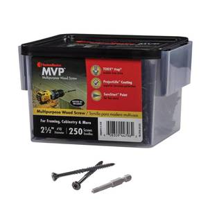 lot 5553 image: #10 x 2-12 in. Torx TTAP Drive Suresink Flat Head MVP Multi-Purpose Wood Screw (250-Pack) - Retail $44