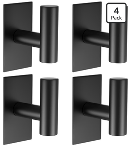 lot 5561 image: VAEHOLD Wall Towel Hooks, Heavy Duty Sticky Holder Waterproof Towel Hooks for Hanging Coat, Clothes, Closet Hook Wall Mount for Kitchen (Black, 4 Pack) - Retail $0