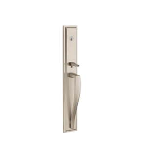 lot 5604 image: BALDWIN Torrey Pines Satin Nickel Low Profile Single Cylinder Entry Door Handleset w Torrey Door Handle feat SmartKey Security - Retail $268