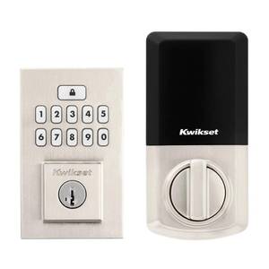 lot 5606 image: 260 CNT 15 SMT RBP RCALFD Contemporary Smartcode Keypad Deadbolt - Satin Nickel - Retail $233