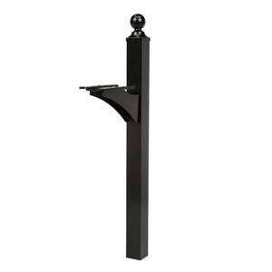 lot 5611 image: Architectural Mailboxes Landover Mailbox and Address Posts Black Aluminum Stand, No Assembly Required, 56.3 Height - Retail $143