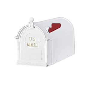lot 5655 image: Ambrose White Post Mount Mailbox - Retail $30