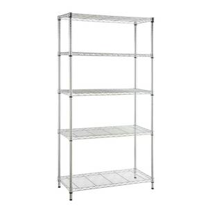 lot 5657 image: 5-Tier Steel Wire Shelving Unit in Chrome (36 in. W x 72 in. H x 16 in. D) - Retail $129