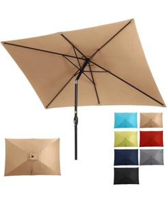 lot 5673 image: Kiss the Water 6.5 x 10 Patio Umbrella, Rectangular Outdoor Umbrella, Metal Pole Pool Umbrella with Crank and Push Button Tilt, Large Patio Umbrella with Polyester Canopy - Retail $0