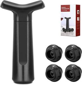 lot 78234 image: Wine Stopper, Wine Saver Vacuum Pump with 4 Reusable Stoppers, Wine Bottle Preserver & Sealer Keeps Fresh Longer, Ergonomic Handle, ideal Gift