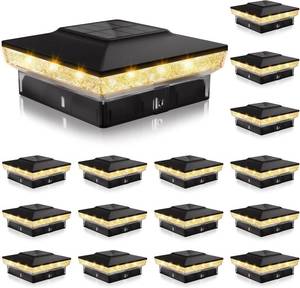lot 78253 image: VOLISUN Solar Post Cap Lights, 4x4 Solar Deck Post Lights Outdoor, IP64 Waterproof Deck Post Lights Solar Powered (16 Pack Black)