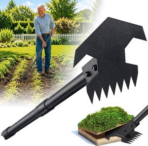 lot 78263 image: Scuffle Hoe for Weeding - 48 Adjustable Long Handle Action Hoe, Heavy Duty 2-in-1 Push Pull Garden Hoe with Sharp Serrated Blade for Flower Beds, Lawn, Yard and Sidewalks