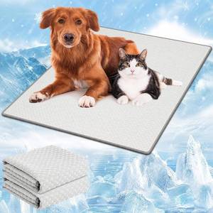 lot 78274 image: 2 Pack Dog Cooling Mat Washable Self Cooling Pet Pad for Cats Dogs, Ice Silk Cold Kennel Crate Mat with Chill Fiber for Summer Indoor Outdoor Pet Sleeping (59 x 39 Inches,Extra Large)