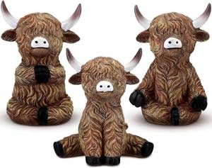 lot 78290 image: Novabright 3 Pcs Highland Cow Yoga Figurine Highland Cow Meditating Home Decorations Zen Yoga Resin Statues for Home Meditation Relaxation Office Bedroom Decor