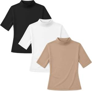 lot 78292 image: 3 Pack Girls Mock Neck Tops 12 Sleeve Shirts SIZE 7-8 YEARS