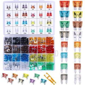 lot 78318 image: 288 Pieces Car Fuses Assortment Kit - Blade Fuses Automotive - Standard & Mini & Low Profile Mini Size (2A5A7.5A10A15A 20A25A30AMPATCATO) Replacement Fuses for Marine, Auto, RV, Boat, Truck