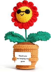 lot 78355 image: RovyFota Handmade Crochet Daisy Flower in Pot with Thank You Card, Cute Teacher Appreciation Gift, Mini Potted Crochet Plant, Positive Desk D cor, Thank You Gift for Mentor, Mom, Coworker, Graduation