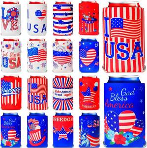 lot 78359 image: 16 PCS  4th of July Can Holder in Bulk 4th of July Decorations Outdoor Can Cooler 4th of July Accessories Party Favors Patriotic Party Supplies Fourth of July Independence Day Accessories