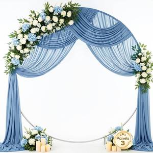 lot 78364 image: Wedding Arch Draping Fabric 29 x 19Ft Sheer Drapes for Backdrop Wedding Ceremony Reception Ceiling Decor Curtain Baby Bridal Shower Decoration (Dusty Blue, 3 Panels)