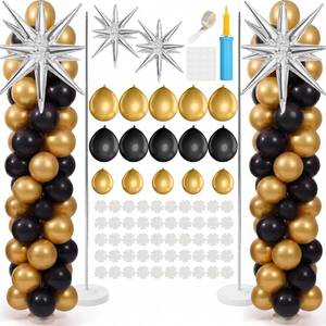 lot 78380 image: Capoda Graduation Party Decorations 252 Pcs Black and Gold Balloons Garland Arch Kit with 2 Silver Star Foil Balloons 2 Column Stand Kit for 2026 Graduation Wedding Anniversary Birthday Supplies