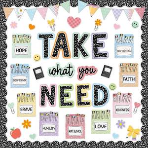 lot 78382 image: Composition Notebook Pastel Mental Health Bulletin Board Set Inspirational Take What You Need Classroom Decor Positive Pocket Bulletin Board Motivational Quotes Cutouts for Back to School Wall Decor