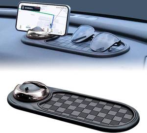 lot 78431 image: Universal Anti-Slip Car Dashboard Mat with 360  Rotating Phone Holder   Multi-Functional Organizer Pad for Phones, Sunglasses, Keys, and Daily Essentials (Gray Silver)