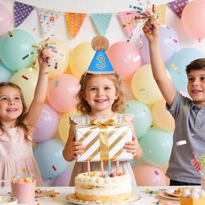 lot 78435 image: Cone Birthday Hat with Numbers 1-5, First Birthday Hat For Baby Girls, Perfect Birthday Party Decoration for Toddler, 6 Replaceable Numbers, Ranging from 12 to 5 COLOR IS WHITE AND PINK