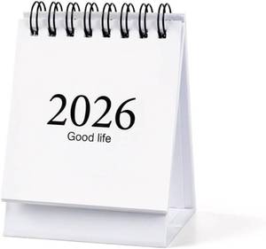 lot 78522 image: 2026 Mini Desk Calendar - January 2026 to June 2027 Small Portable Desk Calendar Mini Scheduler Heavy Cardstock Double Coil With Marker Stickers For Home Office Desk Decoration Outdoor Travel.(Mini White)