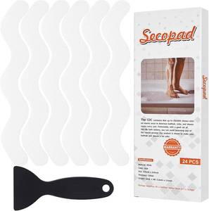 lot 78524 image: Secopad 24PCS Anti-Slip Shower Stickers with Scraper, 0.88, White