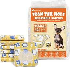 lot 78531 image: Pet Soft Female Dog Diapers - Disposable Dog Diapers with Adjustable Foam Tail Hole, Cat & Puppy Diaper for Dogs in Heat or Incontinence, X-Small (24Pcs, Yellow)