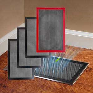 lot 78599 image: 4 Packs Floor Register Vent Cover, 7x11 Sticky Air Vent Screen Mesh Covers with Non-Magnetic Adhesive PET Gel - Securely Attaches to Plastic, Wood, Stone & More (Black)