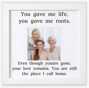 lot 78601 image: Memorial Picture Frame for Loss of Mother - Sympathy Gifts for Loss of Mom - You Gave Me Roots Bereavement Remembrance for Adult Daughter Son - Death Anniversary Home Decor Tribute, 9.45x9.45 Inch