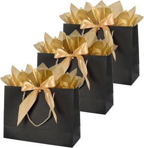 lot 78606 image: 9 Packs TINYFUTURE 3 pcs gift bags bulk, Large Gift Bag with Handles & Ribbon 3 Tissue Papers, Luxury Bag for Anniversary Birthday Wedding Christmas Holiday Presents