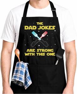 lot 78625 image: Dad Jokes Funny Aprons for Men, Sci Fi Movie BBQ Apron - Birthday, Fathers Day Grilling Gifts for Men, Dad, Husband