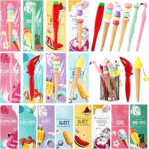 lot 78631 image: Gueevin 40 Sets Ice Cream Party Favors Novelty Ice Cream Cone Pens with Greeting Card and White Gift Bags for School Beginning of The Year Summer Beach Party Favors Office Class Supplies (Cute)