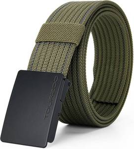 lot 78641 image: TOURZOO Nylon Military Tactical Belts for Men 1.5 No Holes Adjustable Webbing Canvas Belt for Hiking, Casual &amp Outdoor COLOR IS BEIGE