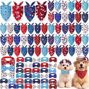 lot 78655 image: Sanwuta 100 Pcs Dog Bandanas Bulk and Collar Bow Ties Set 50&nbsp Bandanas 50 for Small Medium Large - STOCK APPROXIMATE, SPRING THEME