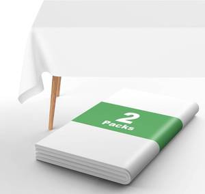 lot 78657 image: URMONA Plastic Tablecloth Disposable, 2 Pcs - 54 x 108 Table Cloth Rectangle Table, Waterproof, Suitable for Parties, Picnics, Weddings, and Camping(White)