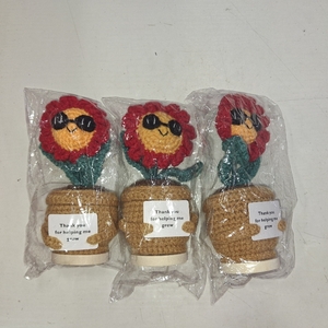 lot 78669 image: 3 Packs RovyFota Handmade Crochet Daisy Flower in Pot with Thank You Card, Cute Teacher Appreciation Gift, Mini Potted Crochet Plant, Positive Desk D cor, Thank You Gift for Mentor, Mom, Coworker, Graduation