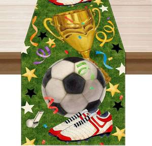 lot 78723 image: XCHI Soccer Theme Grass Trophy Sneakers Table Runner Game Day Table Decoration for Soccer Party Home Kitchen Dining Holiday Decor 13x36 Inch