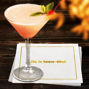 lot 78737 image: 6 Packs Of 100 Pack Funny Quote Cocktail Napkins, 3-Ply Gold Foil Beverage Napkins with 4 Styles 5x5 Inches, Disposable Paper Napkins for Cocktail Bar, Wedding, Happy Hour, Party Decor