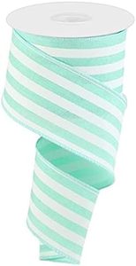 lot 78740 image: Vertical Stripe Wired Edge Ribbon - 10 Yards (Mint, White, 2.5 Inch)