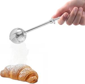 lot 78748 image: Flour Sifter for Sourdough Bread - Bread Flour Shaker Duster, One Handed Operation Flours Duster for Breads Baking, 304 Stainless Steel, Spring Handle Bakers Dusting Wand for Flours