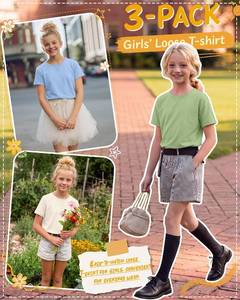 lot 78750 image: 3 Pack Girls Shirts Cute Basic Tees SIZE 5-6 YEARS COLRS ARE PINK BLUE AND YELLOW