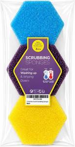 lot 78755 image: 3 Pack Kitchen Cleaning Sponge Non Scratch Dishwashing Scrub Sponges Heavy Duty Reusable Cleaning Pads