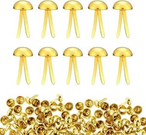 lot 78760 image: NovaPuff 600 Pcs Golden Brads, Mini Paper Fasteners Round Head Iron Fasteners, 34-Inch Metal Brads for Paper Crafts SuppliesDIY Enthusiasts 0.43in0.69in