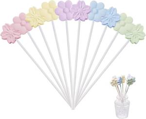 lot 78788 image: 10pcs Diatomite Fiber Reed Diffuser Sticks, 6.3 inchs Aroma Diffusion Sticks Replacement, Essential Oil Fragrant Diffuser Sticks with Flower-Shaped Tops, for Home Scent Diffusers