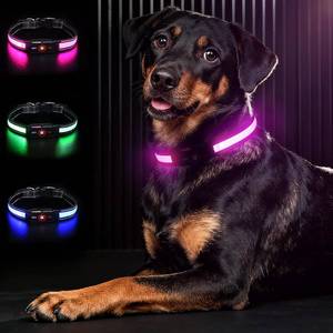 lot 78800 image: Light Up Dog Collar-Rechargeable & Long-Lasting Power LED Dog Collar Lights for Night Walking, Waterproof & Safety Glowing Collars for Large Dogs Pink-L